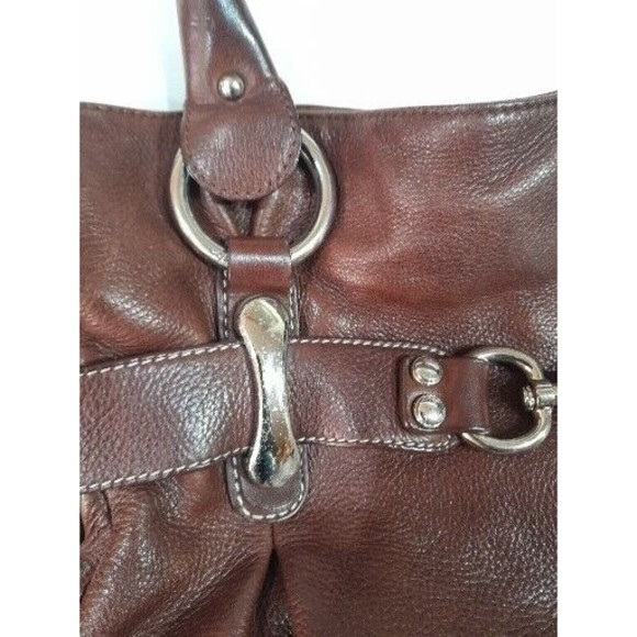 Leather Purse B.MAKOWSKY Raisin Brown Belted Clip Shoulder Bag -VERY NICE - Picture 14 of 16